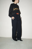 80’s wool/rayon gabardine tuck wide trousers with attached belt