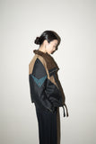 c80’s bicolor volume neck blouson