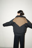 c80’s bicolor volume neck blouson