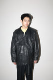 80-90's leather medium-length jacket