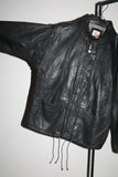 80-90's leather medium-length jacket