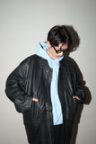 80-90's leather middle big pocket jacket