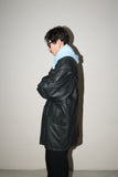 80-90's leather middle big pocket jacket