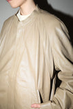 80-90's leather stand collar blouson in ennui beige