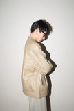 80-90's leather stand collar blouson in ennui beige