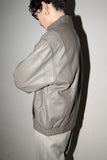 80-90's leather stand collar blouson in smokey brown khaki