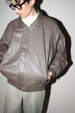 80's leather 2-way neck blouson in dusty milk brown