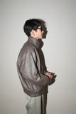 80's leather 2-way neck blouson in dusty milk brown