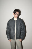 80's leather wide silhouette blouson in gray