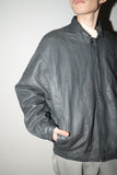 80's leather wide silhouette blouson in gray
