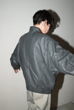80's leather wide silhouette blouson in gray
