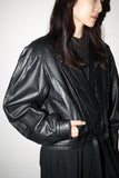 80's leather short length pleated design jacket