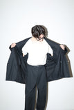 80-90's linen double breasted tailored jacket