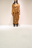 orange-brown deformed rayon pullover & skirt (2 pieces)