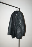 80-90's leather middle big pocket jacket