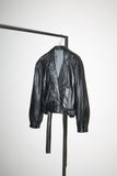 80's leather short length pleated design jacket