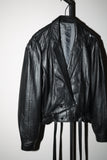 80's leather short length pleated design jacket