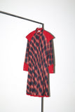 80’s BYBLOS - wool shadow-plaid dress with corduroy patch accent