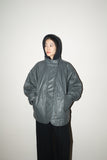 80’s  leather dolman & cropped hi-neck blouson in gray