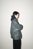 80’s  leather dolman & cropped hi-neck blouson in gray