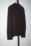 80-90's ANNE KLEIN - cashmere hi-neck knit sweater with shoulder and cuffs buttons