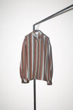 80's rayon stripe standing collar shirt