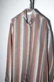 80's rayon stripe standing collar shirt