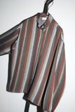 80's rayon stripe standing collar shirt