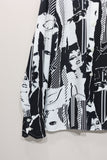 rayon mono-tone "pop-art" printed blouse
