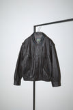 80's leather padded blouson with detachable sleeve detail