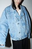 80-90's EU label - denim multi pocket oversized jacket