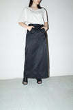 00's European label - glossy fabric utility maxi length skirt