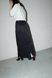 00's European label - glossy fabric utility maxi length skirt