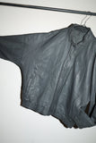 80's leather wide silhouette blouson in gray