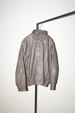 80's leather 2-way neck blouson in dusty milk brown