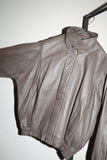 80's leather 2-way neck blouson in dusty milk brown