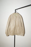 80-90's leather stand collar blouson in ennui beige