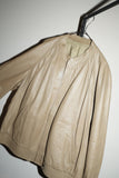 80-90's leather stand collar blouson in ennui beige