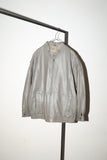 80-90's leather stand collar blouson in smokey brown khaki