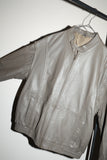 80-90's leather stand collar blouson in smokey brown khaki