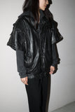 80-90’s leather patchwork blouson with detachable sleeve