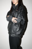 80-90’s leather patchwork blouson with detachable sleeve