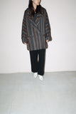 80's wool multi-stripe pattern dolman sleeve half coat