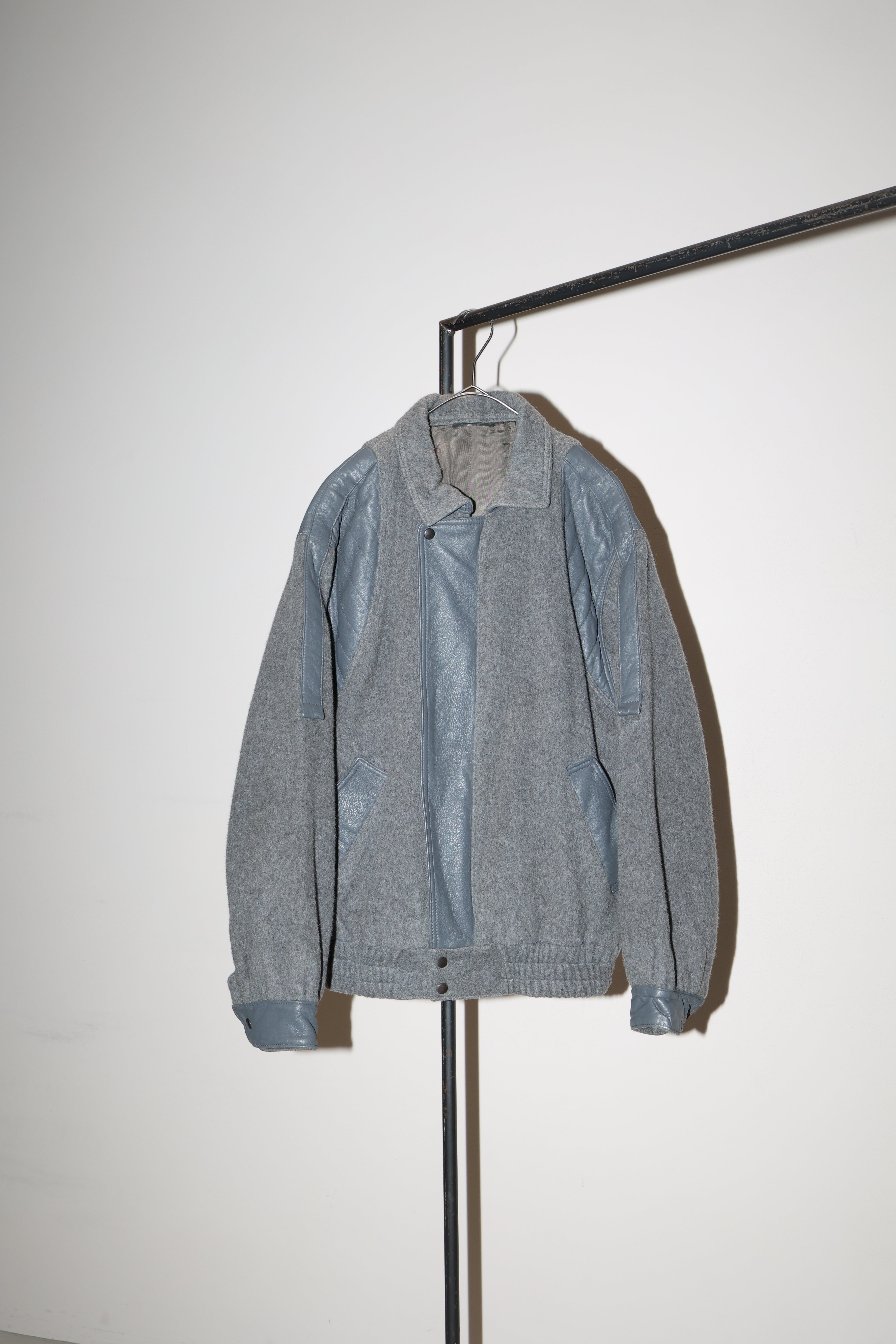 80's wool blouson with leather patch