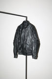 80-90’s leather patchwork blouson with detachable sleeve