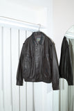 80's leather padded blouson with detachable sleeve detail