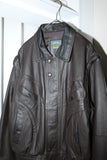 80's leather padded blouson with detachable sleeve detail