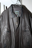 80's leather padded blouson with detachable sleeve detail