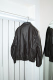 80's leather padded blouson with detachable sleeve detail