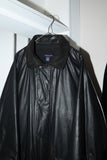 90's GANT - coated cotton half coat with leather collar